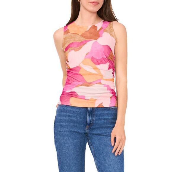 Halogen side ruched sleeveless top sz small multicolor - Picture 1 of 7